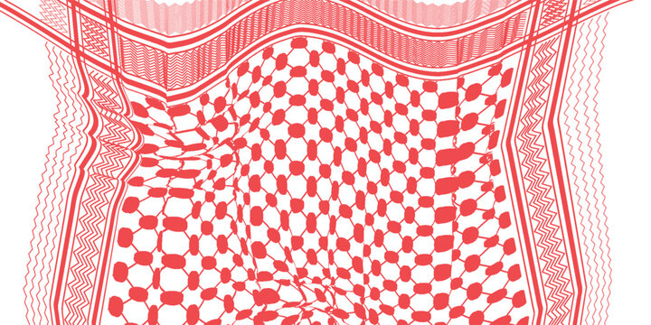 Classical keffiyeh vector pattern. Traditional Middle Eastern headdress. Arabic cotton scarf with houndstooth print and geometric motifs.