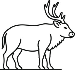 Fototapeta premium A stylized illustration of a reindeer standing on a plain background.
