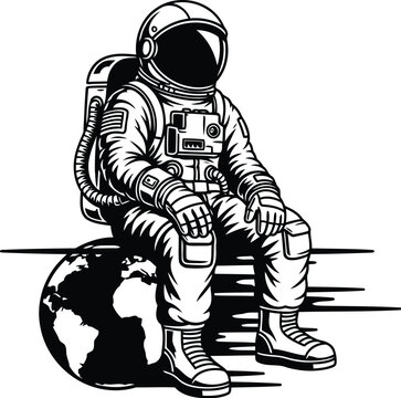 Contemplative astronaut in quiet reflection amidst the void of space
