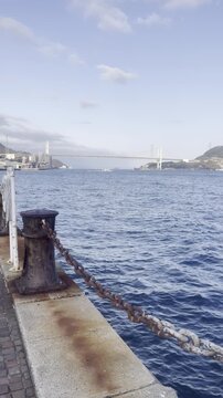 Kanmon Strait Seen from Waterfront Pier