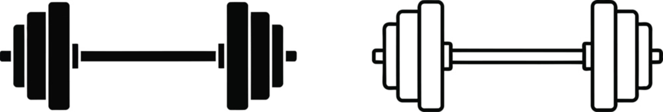 Barbell Icon Set for Fitness Gym and Weightlifting Vector