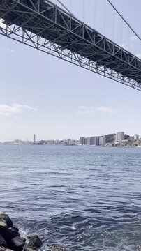 Kanmon Bridge Over the Blue Strait in Japan