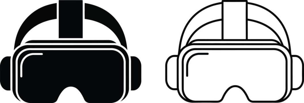 Virtual Reality Headset VR Icons Set Vector