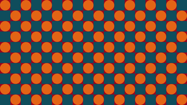Geometric Pattern with Orange Circles on Teal Background