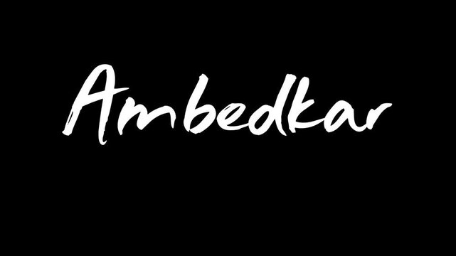 A close-up view of Ambedkar's name in white on a black background