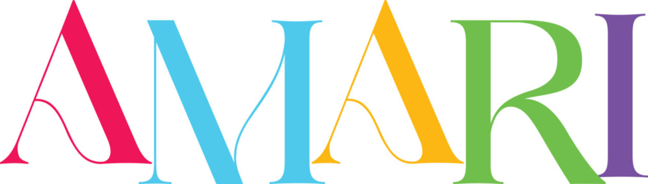 Amari name typography colorful letters modern font vibrant design