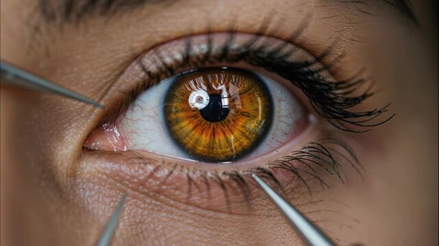 Intricate Gaze: Capturing the intricate details of a human eye with precision, exploring the depth of vision, and the surgical tools with a sense of medical treatment. 