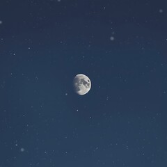 Naklejka premium Full moon and crescent moon view in the evening.