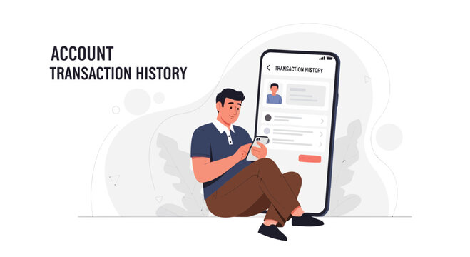 Man Checking Account Transaction History on Mobile Phone App