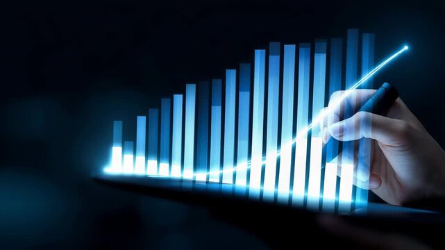 Business growth chart with rising bar graph, financial analytics, data visualization, investment performance, business strategy, economic growth, digital finance