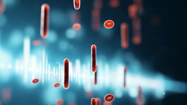 Red blood cells flowing through artery, bloodstream circulation, hematology, cardiovascular system, oxygen transport, medical science, human biology, healthcare concept