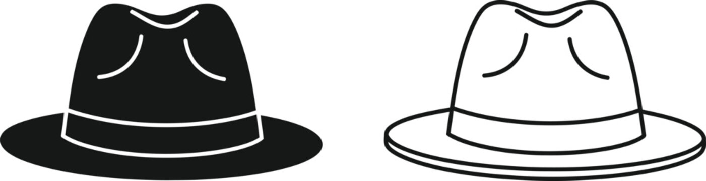 Fedora Hat Icon Set Vector Illustration Vector