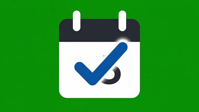Checkmarked Calendar: A vibrant calendar icon with a prominent check mark, symbolizing completed tasks, appointments, and a sense of accomplishment, set against a cheerful green backdrop.