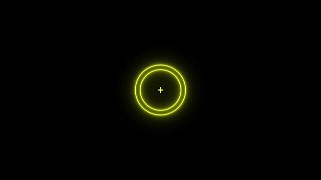 Glowing yellow neon target icon animation. Military training , Military target icon animation