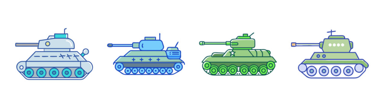 Illustration of military army tanks vector graphics tank designs for war machines and combat vehicles