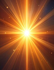 Obraz premium Intense golden light radiating from a central point, with starburst effect