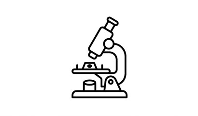 Fototapeta premium Simple Microscope Line Icon – Minimal Stroke Science Symbol for Mobile Apps and Web Design