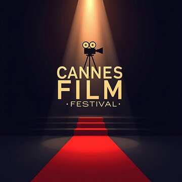 The cannes film festival logo on a red carpet