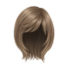 Fototapeta premium A brown bob wig with straight hair isolated on transparent background. Png