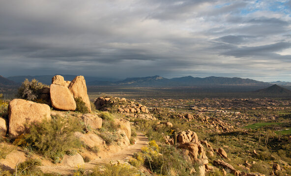 Panoramic View From The Pinnacle Peak Hiking Trail In Scottsdale AZ