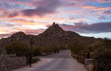 The Pinnacle Peak Landmark And Hiking Trailhead At Sunset Time In North Scottsdale Arizona