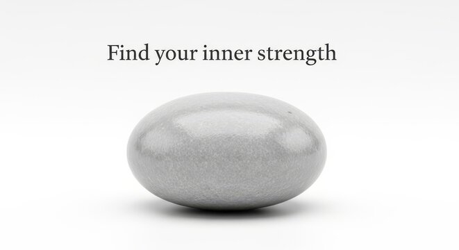Smooth Grey Stone Symbolizing Inner Strength on White Background