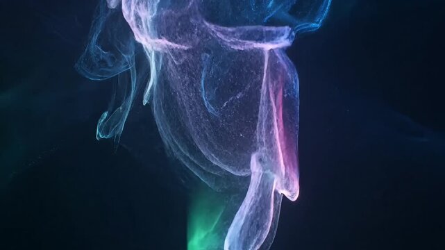 blue smoke swirling in dark background with glowing effect