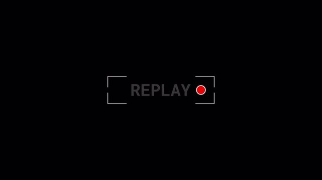 Modern Replay Sign Animation with Red Button and Alpha Channel transparent background alpha channel