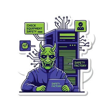 Cyberpunk Hacker Demon in Data Center. Technology Security Concept.