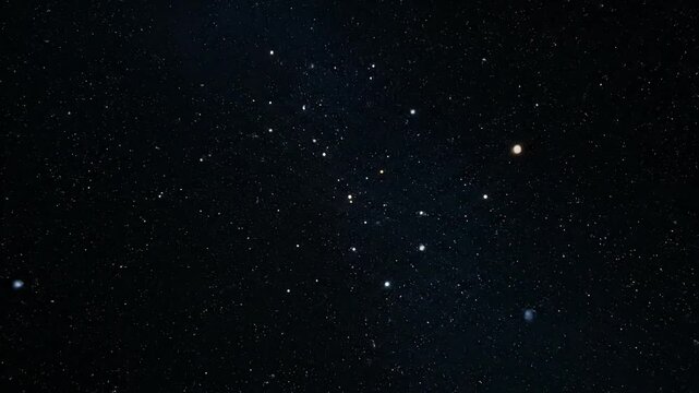 Orion constellation in the night sky with stars