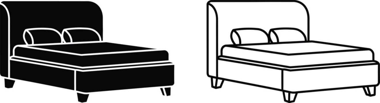 Double Bed Icon Set Vector