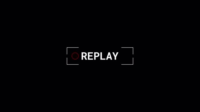 Replay sign animation for live streaming, red record icon on transparent alpha channel background, 4K motion graphic button overlay for video production transparent background alpha channel