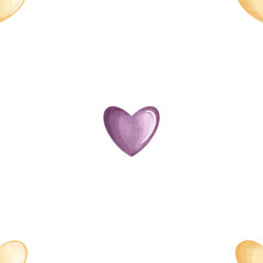 Fototapeta premium Kids seamless patterns with illustration of yellow and purple heart. Hand-drawn on a tablet. Ideal for kids designs, cards, websites, textiles, and wrapping paper