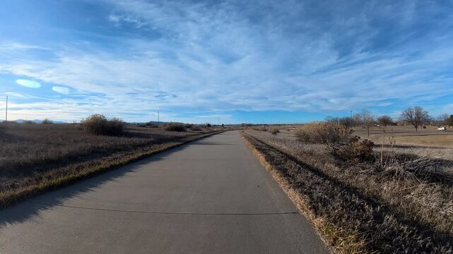 Immersive POV from recumbent trike ride on bike trails in Boyd Lake State Park, Colorado