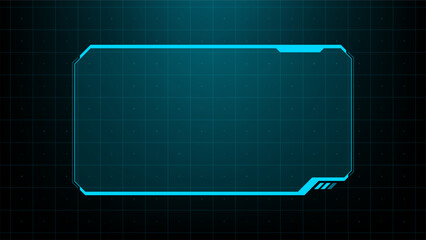 Blue hud frame on digital grid background. Futuristic interface element for data display. Abstract technology window for cyber dashboard. Modern graphic design for software navigation. © Shells