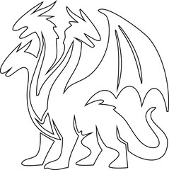 Obraz premium Elegant line art dragon illustration with smooth curves, ideal for logo design, apparel prints, and mystical concept visuals.