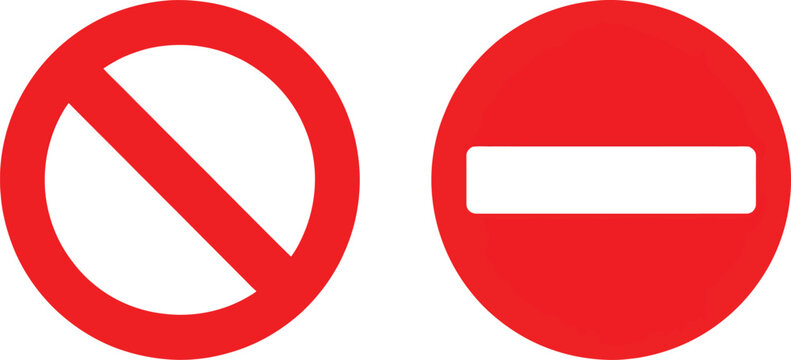 Red prohibition signs showing no parking no entry and no smoking symbols in a clean vector style