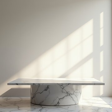 Marble table casting shadow on stucco wall ideal for product presentation or display studio backdrop backdrop studio background light floor empty abstract wall modern design gradient product interior