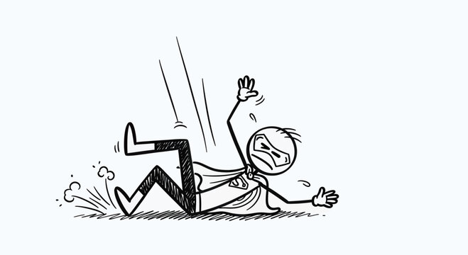 Man Falling Down Accidentally on Ground.