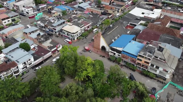 Cimitarra, Santander - Colombia. February 25, 2026. Catholic parish located in the town's main park.