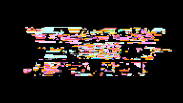 Pixelated glitch vector with red pink tones, digitalism concept in cosmic pixel space aesthetics for tech and gaming use. Ideal for tech branding, UI, and sci-fi graphics.