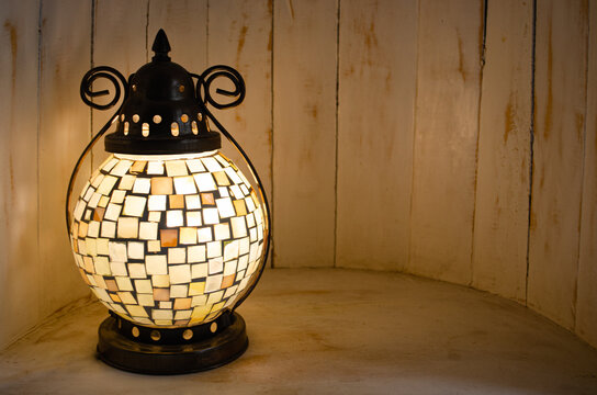 Lamp made of glass mosaics.