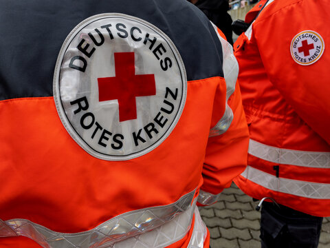 Red Cross Volunteers in Emergency Response Uniforms