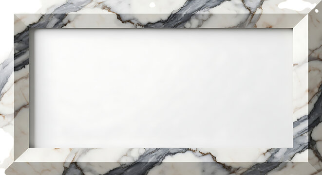 White marble frame isolated on a transparent background 1