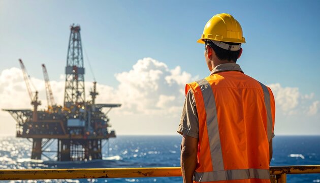 Petroleum Engineer Working on Offshore Rig