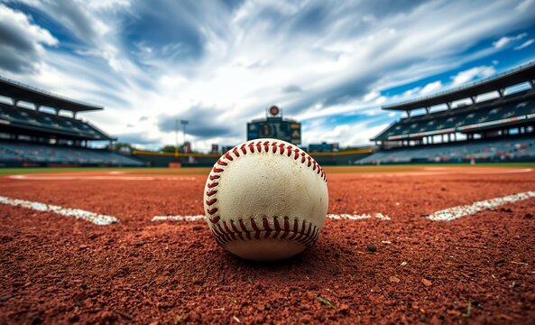 Old baseball on home plate baseball field baseball game field stadium play competition green grass team sport arena leisure 