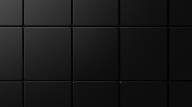 Black square tile grid abstract background with smooth matte panels geometric layout minimal modern surface design luxury backdrop