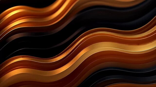 Digital 3d black and gold curve lines abstract background