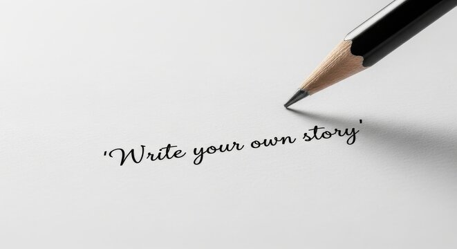 Pencil poised over blank page for writing your own story