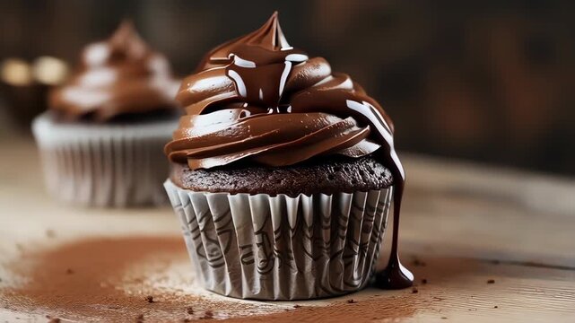 Chocolate cupcakes with chocolate frosting